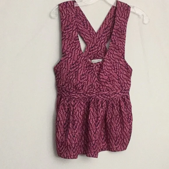 NWT See by Chloe Silk Babydoll Top 6 Pink & Black